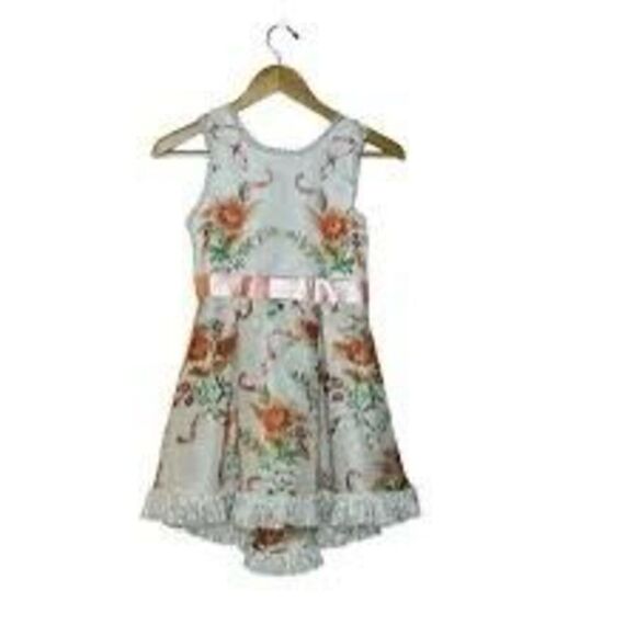 Disney D-Signed Girl's S Beauty & The Beast Lace Trim Pink Floral Dress Formal - Picture 1 of 8